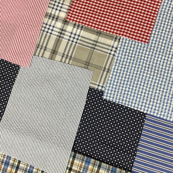 Vintage 11 piece craft fabric lot preppy red white & blue prints - Picture 1 of 5